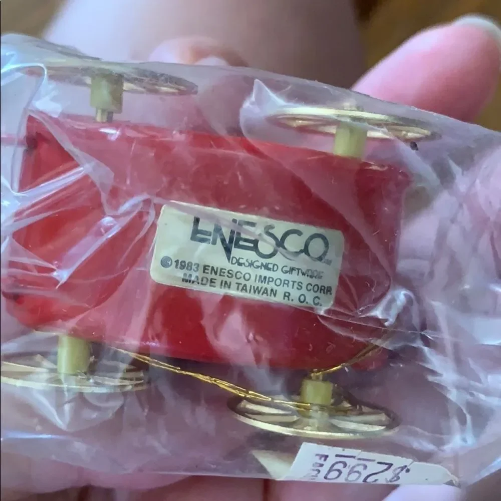 Vtg Enesco teddy‎ bear in baby carriage ornament